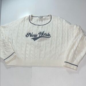 Faded Rose Knit crop Sweater with New York Logo